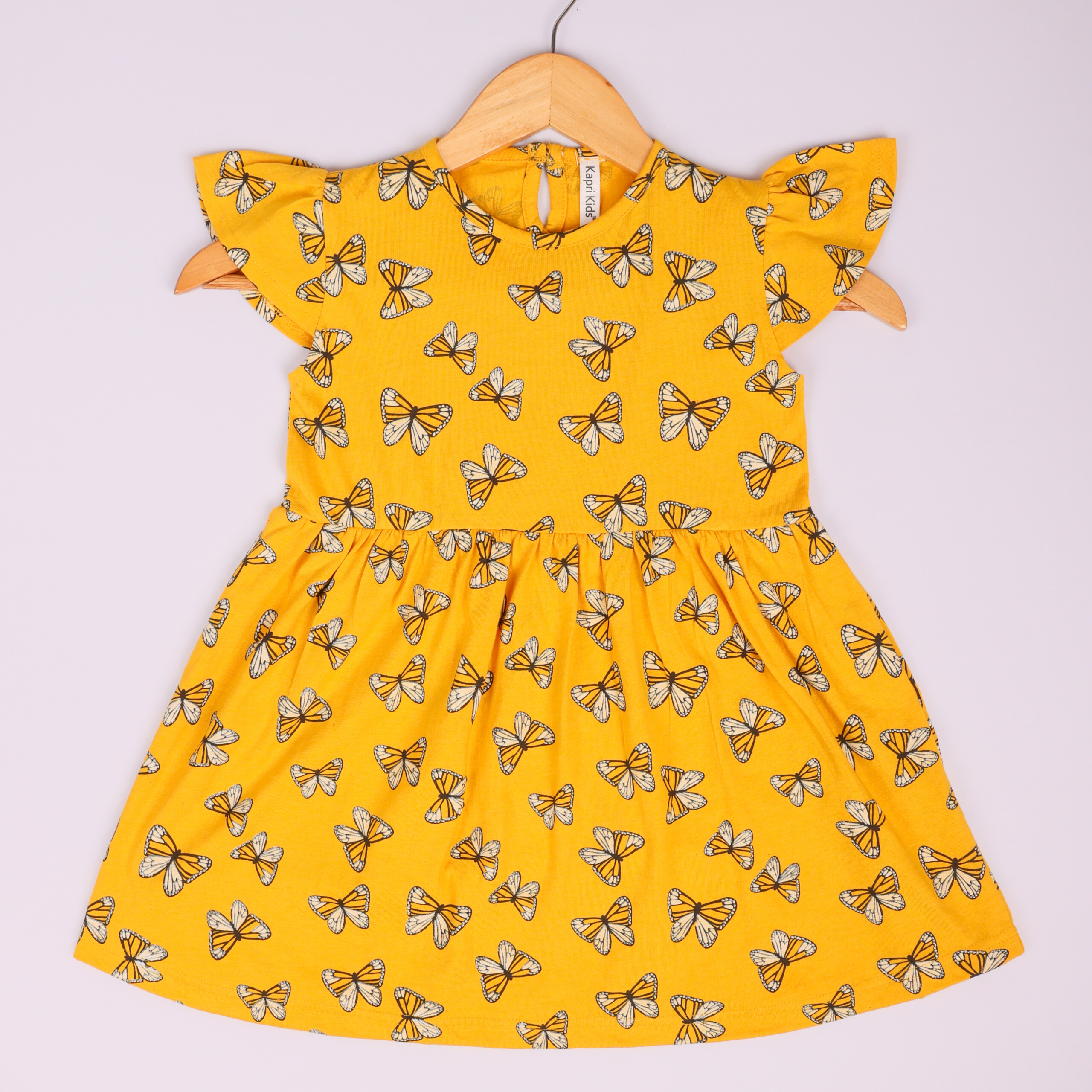 Butterfly printed yellow frock