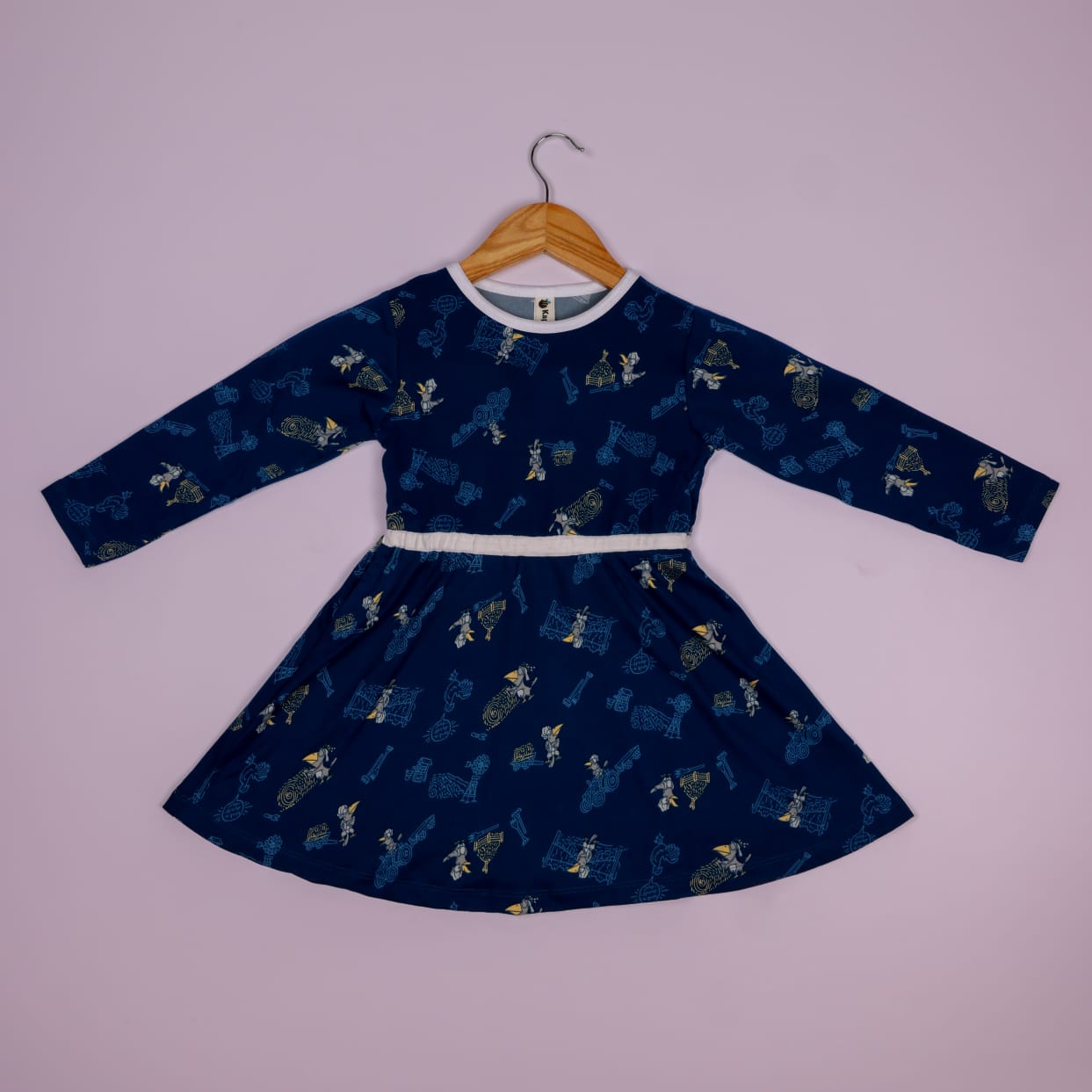 beautiful printed navy blue full hand frock